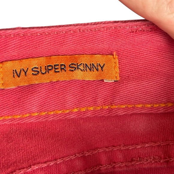 EUC Tory Burch “Ivy Super Skinny” Low Rise Ankle Jeans Sz 28 (Bright Coral Red) - Picture 12 of 16